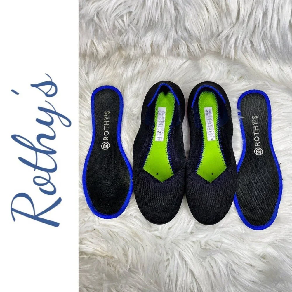 ROTHY’S THE FLAT BLACK ROUND TOE SLIP ON‎ LOAFER FLAT, SIZE 10